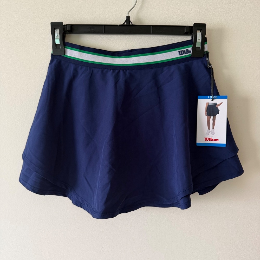 Wilson Girls Navy Blue Tennis Skort Large 10-12 Active Skirt Built-in Shorts